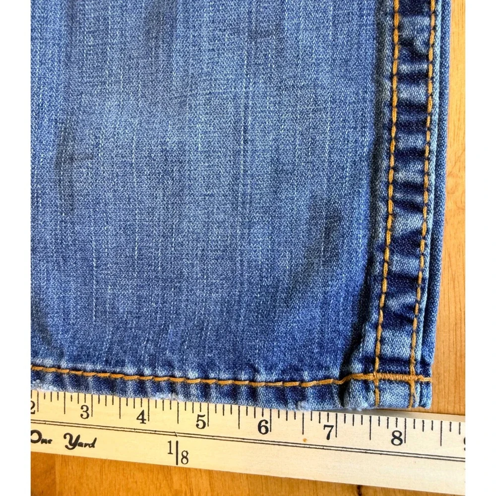 True Religion Mens Distressed Straight Leg Jeans Size 31 Horseshoe Stitch 576